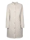 Moorer Quilted High Collar Long Jackets In White