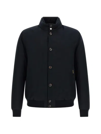 Moorer Janos Bomber Jacket Acqua Line High Collar In Blue