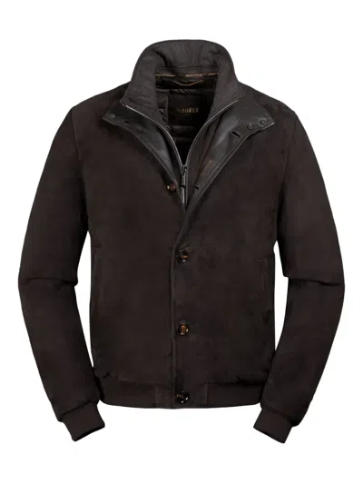 Moorer Janos Leather Jacket In Brown