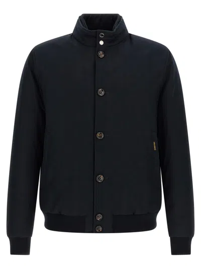 Moorer Janos Bomber Jacket Acqua Line High Collar In Blue