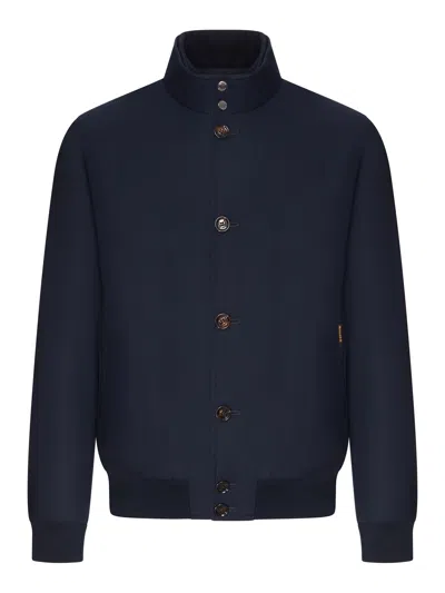 Moorer Janos Pum High-neck Bomber Jacket In Blue