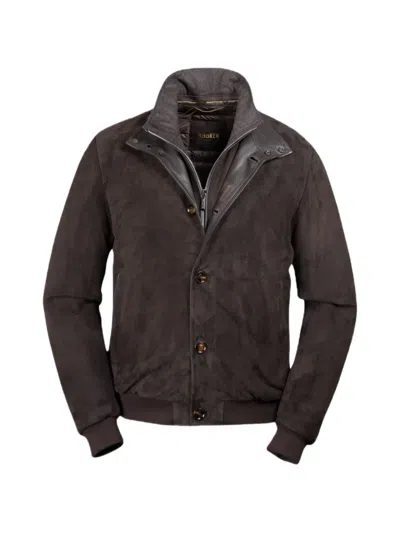 Moorer Janos-ur Suede Layered-effect Jacket In Brown