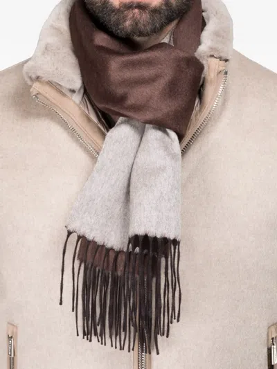 Moorer Jared Colour-block Scarf In Brown