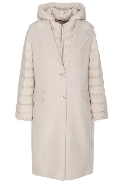Moorer Hooded Jacket Detachable Vest In White