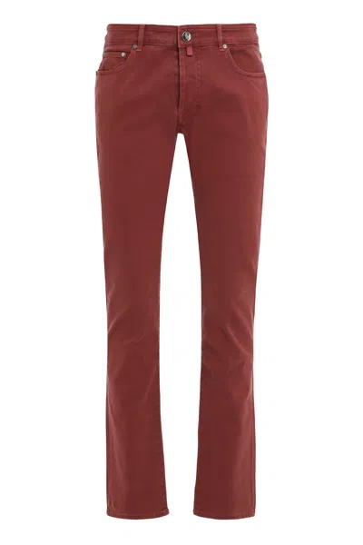 Moorer Jeans Slim Fit In Burgundy