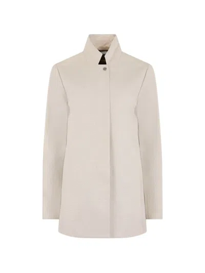 Moorer Jones-csc High-neck Concealed-fastening Coat In White