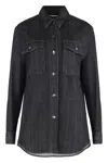 Moorer Double-pocket Denim Shirt In Black