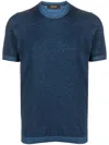 Moorer Jude-vcr Cotton T-shirt In Blue