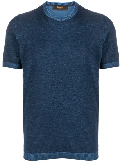 Moorer Jude-vcr Cotton T-shirt In Blue