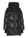 Moorer Hooded Padded Jacket With Snap Button Pockets In Negro
