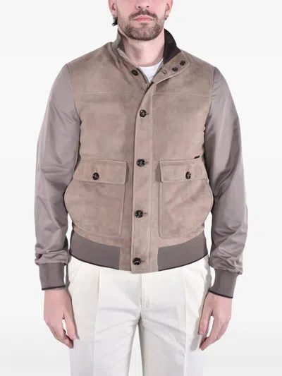 Moorer Kant-kmu Suede Bomber Jacket In Multi