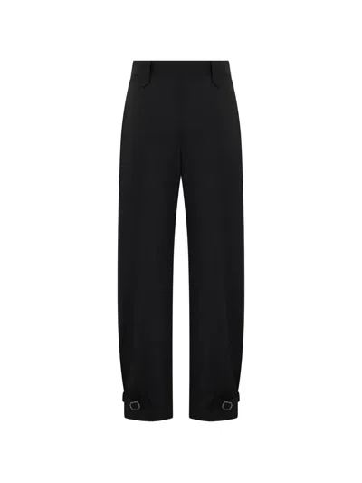 Moorer Karly-cyl Buckle-detail Barrel Trousers In Black
