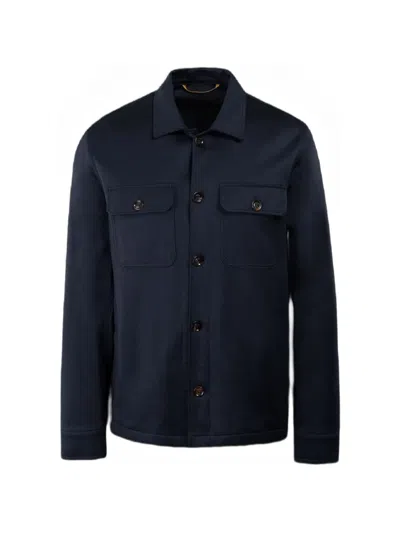 Moorer Kendal-mat Chest-pocket Cotton Shirt In Blue