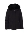 Moorer Hooded Jacket With Fur Trim And Quilted Pattern In Black