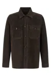 Moorer Brown Solid Shirt Collar Jacket In Brown