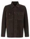 Moorer Brown Solid Shirt Collar Jacket In Brown