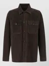 Moorer Brown Solid Shirt Collar Jacket In Brown