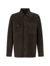 Moorer Brown Solid Shirt Collar Jacket In Brown