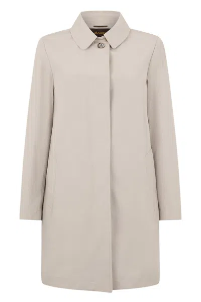 MOORER KNEE-LENGTH BEIGE COAT, VERSATILE AND MINIMAL.