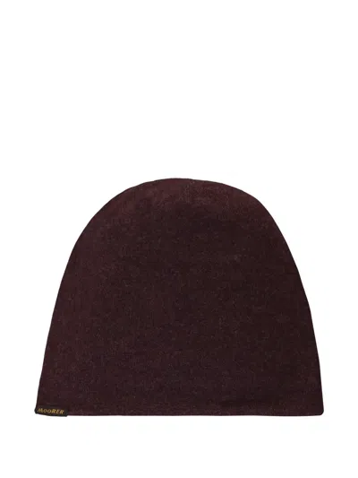 Moorer Knit Beanie Hat In Burgundy