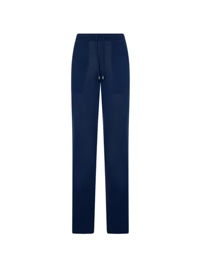 Moorer Knitted Drawstring Trousers In Blue