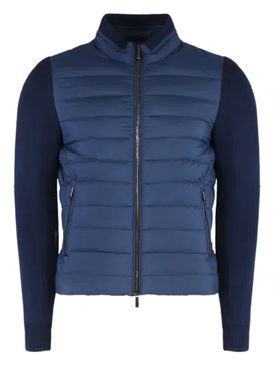 MOORER KNITTED-SLEEVE BOMBER JACKET