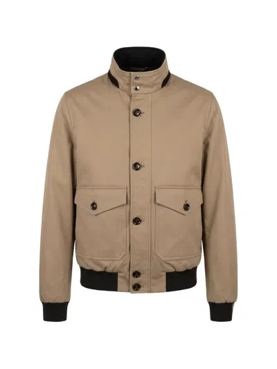 Moorer Koller Button-up Bomber Jacket In Brown