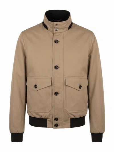 Moorer Koller Button-up Bomber Jacket In Brown