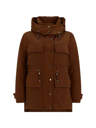 Moorer Krisha-p Hooded Field Parka Coat In Brown
