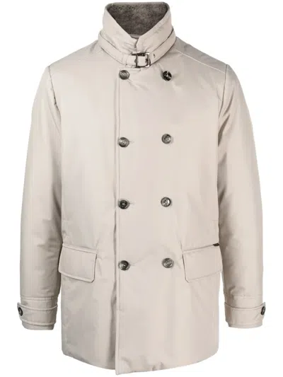 Moorer Kurt-gf Double-breasted Padded Coat In Neutrals
