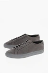 Moorer Lace-up Boldini Coated Suede Sneakers With Rubber Sole In Gray