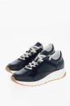 Moorer Lace-up Hopian Sneakers With Suede Inserts In Black
