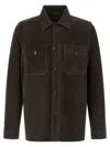Moorer Brown Solid Shirt Collar Jacket In Brown