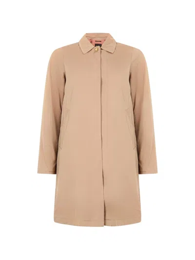 Moorer Larinovvm Concealed-fastening Shirt-collar Coat In Nude