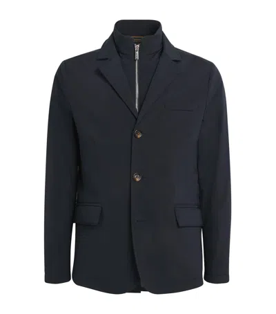 Moorer Layered Borromeo Coat In Navy