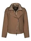 Moorer Layered Zip-up Coat In Brown