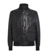 Moorer Leather Bomber Jacket In Black