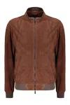 Moorer Leather Bomber Jacket In Brown