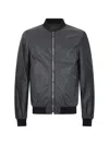 Moorer Leather Bomber Jacket In Gray