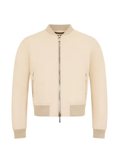Moorer Leather Bomber Jacket In Multi