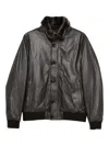 Moorer Leather Faux-fur-trimmed Jacket In Brown