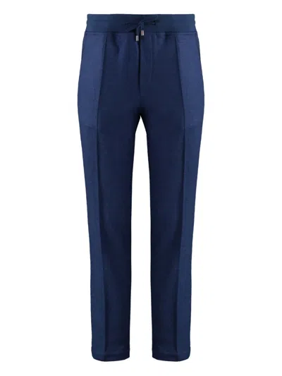 MOORER LEATHER-INSERT WOOL TROUSERS