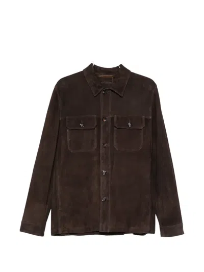 Moorer Leather Jacket In Brown