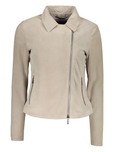Moorer Leather Jacket In Neutral