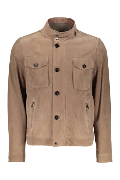 Moorer Leather Jacket In Turtledove