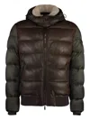 Moorer Leather-panel Hooded Puffer Jacket In Brown