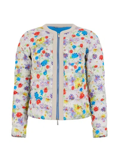 Moorer Leida-prj Floral-print Quilted Jacket In Multi
