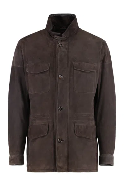 Moorer Button-fastening Flap-pocket Jacket In Brown