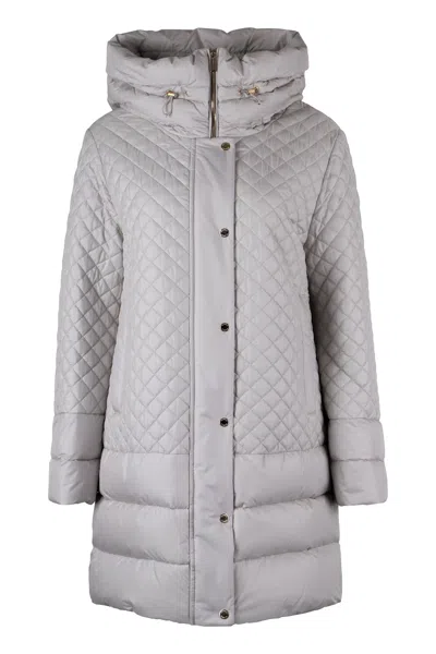 Moorer Leonie Long Down Jacket In Grey