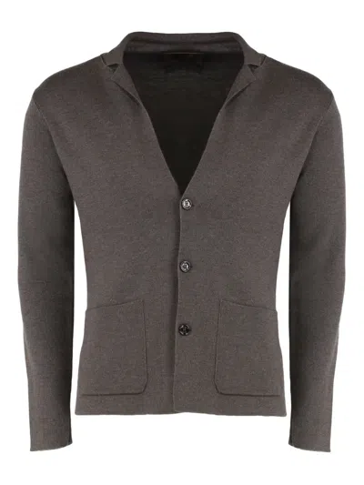 Moorer Levico-cwh Button Patch-pocket Cardigan In Brown